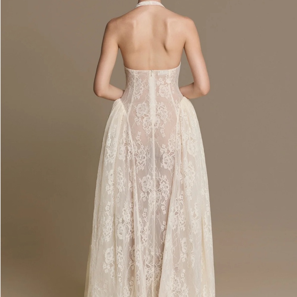 Huong Boutique NWT Ivory Lace Halter Dress - Picture 7 of 9